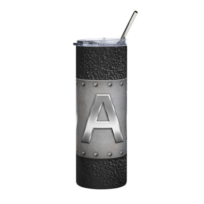 Steel Rivet Monogram Tumbler — 20oz Stainless Insulated Cup (Letter A/D)