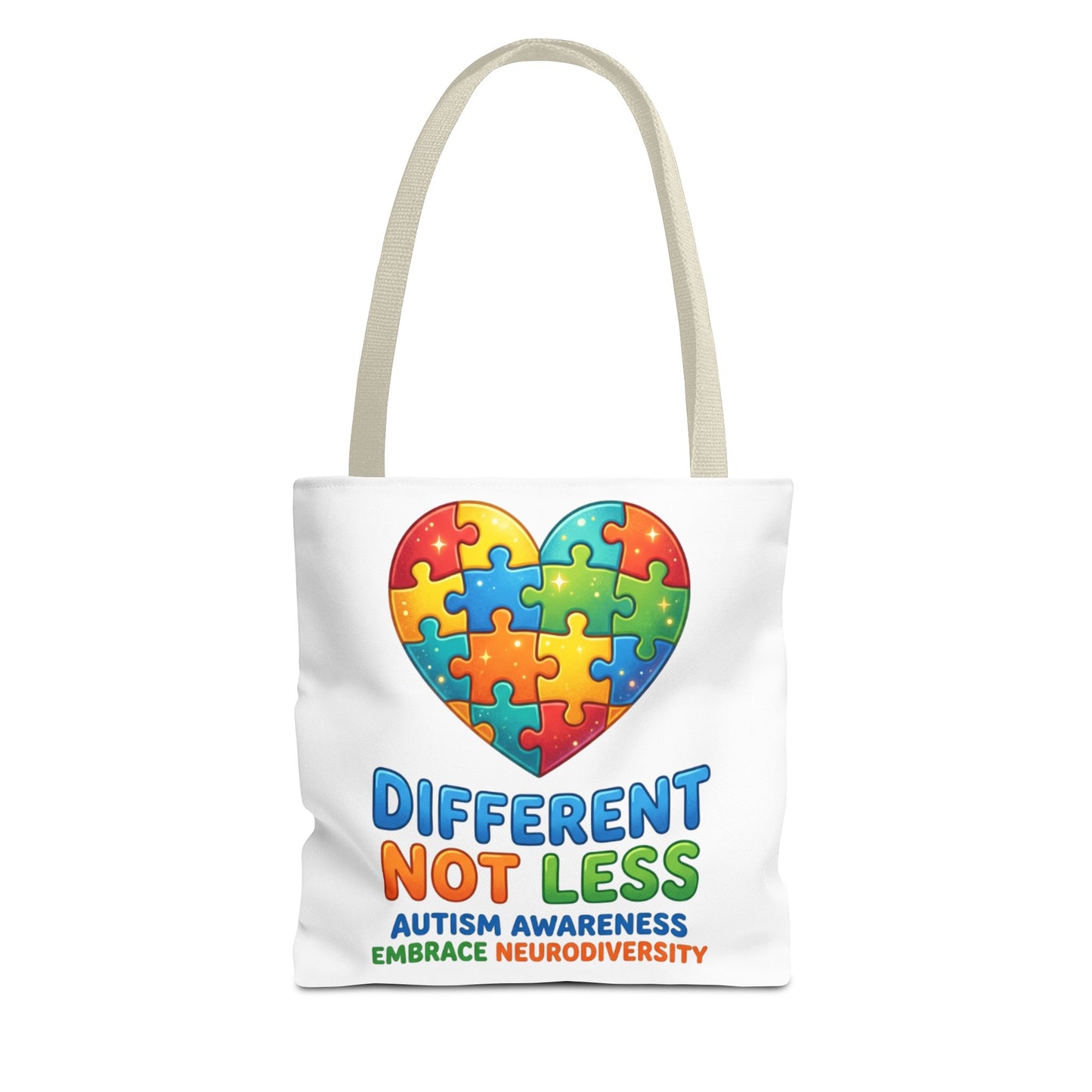 Autism Awareness Tote — "Different Not Less" Puzzle Heart