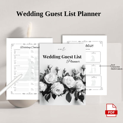 Wedding Guest List Planner Printable | RSVP Tracker | Wedding Guest Organizer | Bridal Planning Sheet | Guest List Template