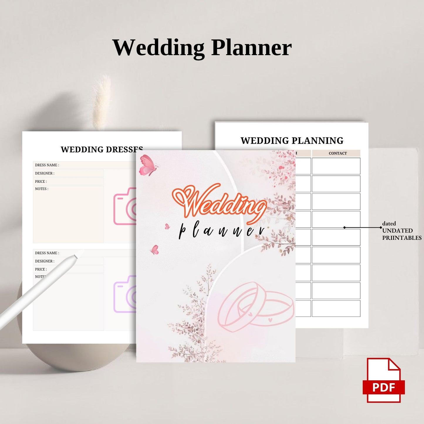 Wedding Planner Printable | Bridal Planner | Wedding Organizer | Wedding Checklist | Budget & Timeline Planner PDF