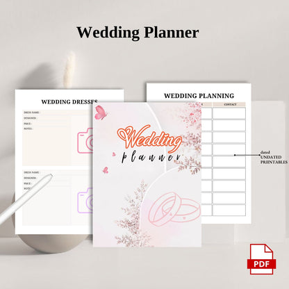 Wedding Planner Printable | Bridal Planner | Wedding Organizer | Wedding Checklist | Budget & Timeline Planner PDF