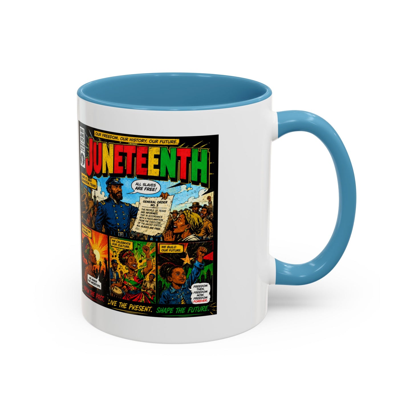 Juneteenth Comic Art Coffee Mug — Celebratory Black History Accent Mug