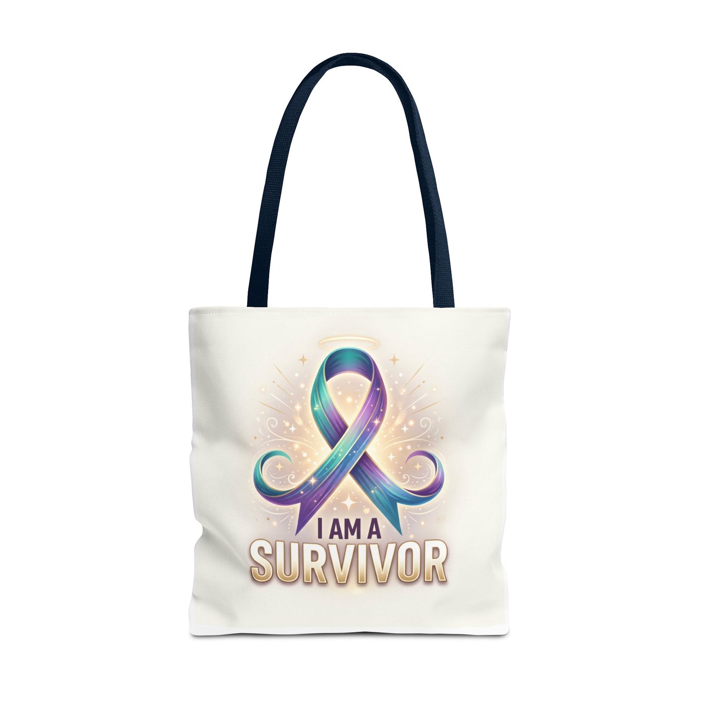 Survivor Ribbon Tote Bag - "I Am a Survivor" Awareness Reusable Shopper