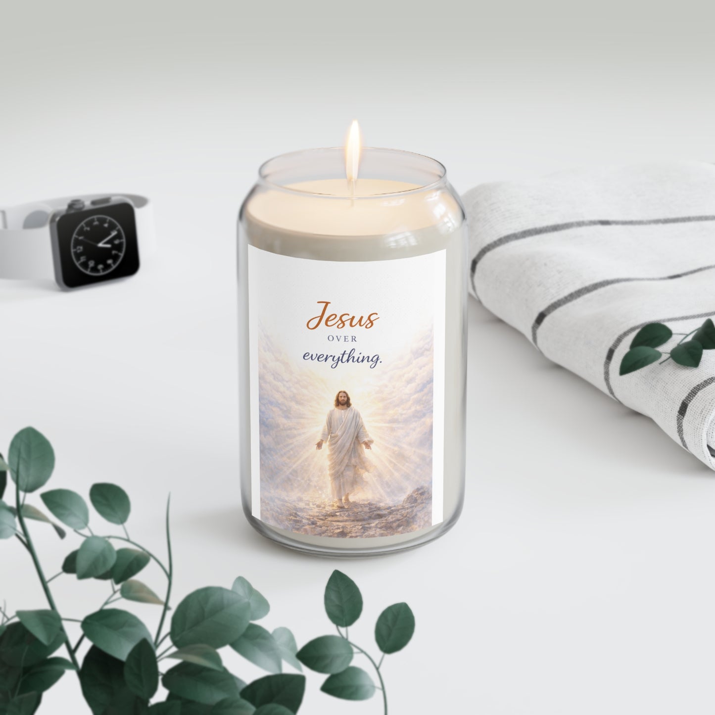 Christian Soy Candle — "Jesus Over Everything" Scented 13.75 oz