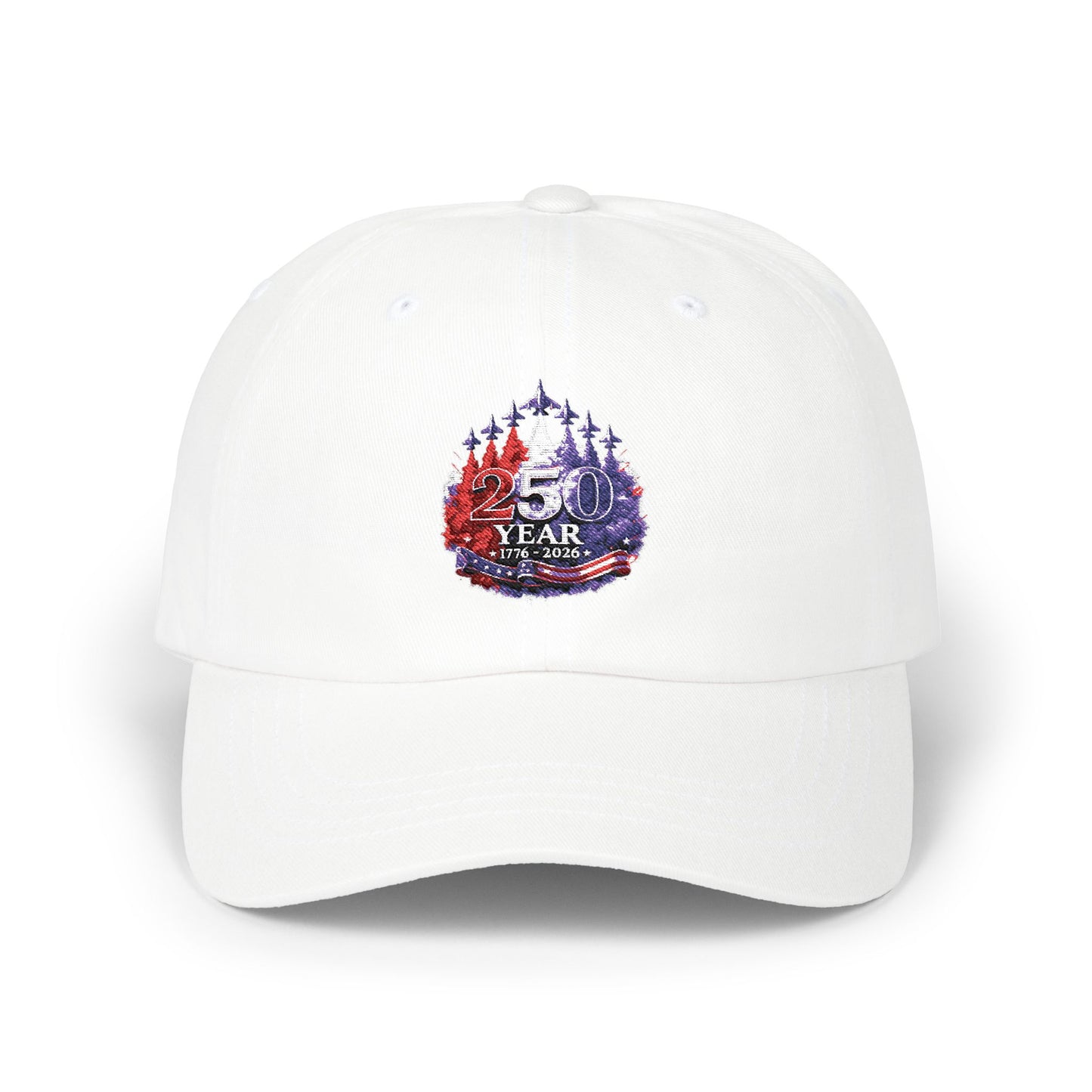 25 Year Anniversary Dad Cap – Patriotic Crest Embroidered White Baseball Hat