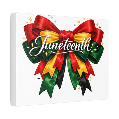 Juneteenth Celebration Stretched Canvas — Pan-African Ribbon Wall Art