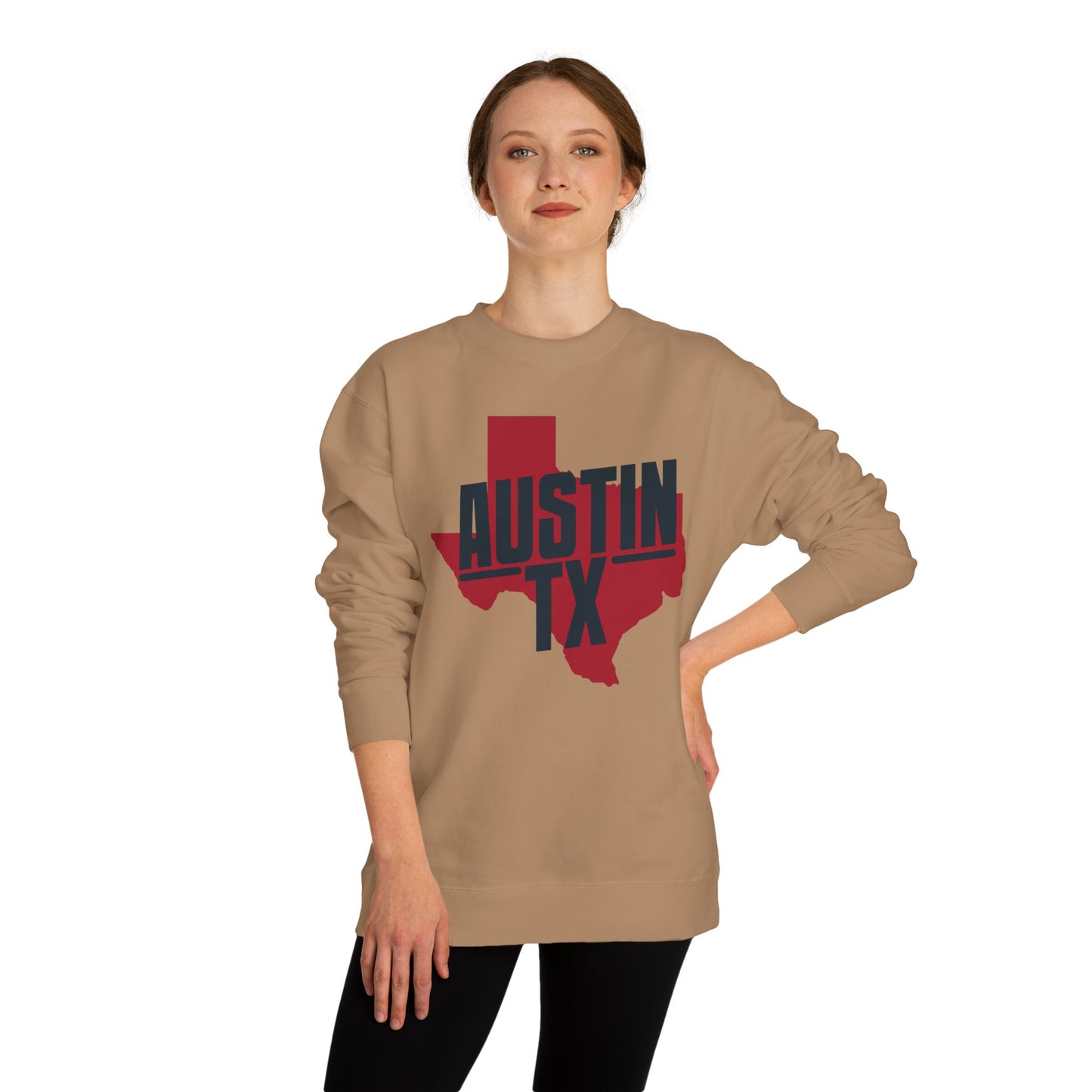 Austin TX Sweatshirt — Red Texas State Graphic Crewneck