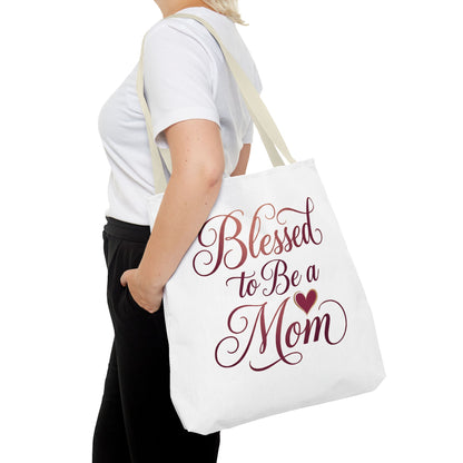 Blessed to Be a Mom Tote Bag – Mother's Day Floral Script Gift