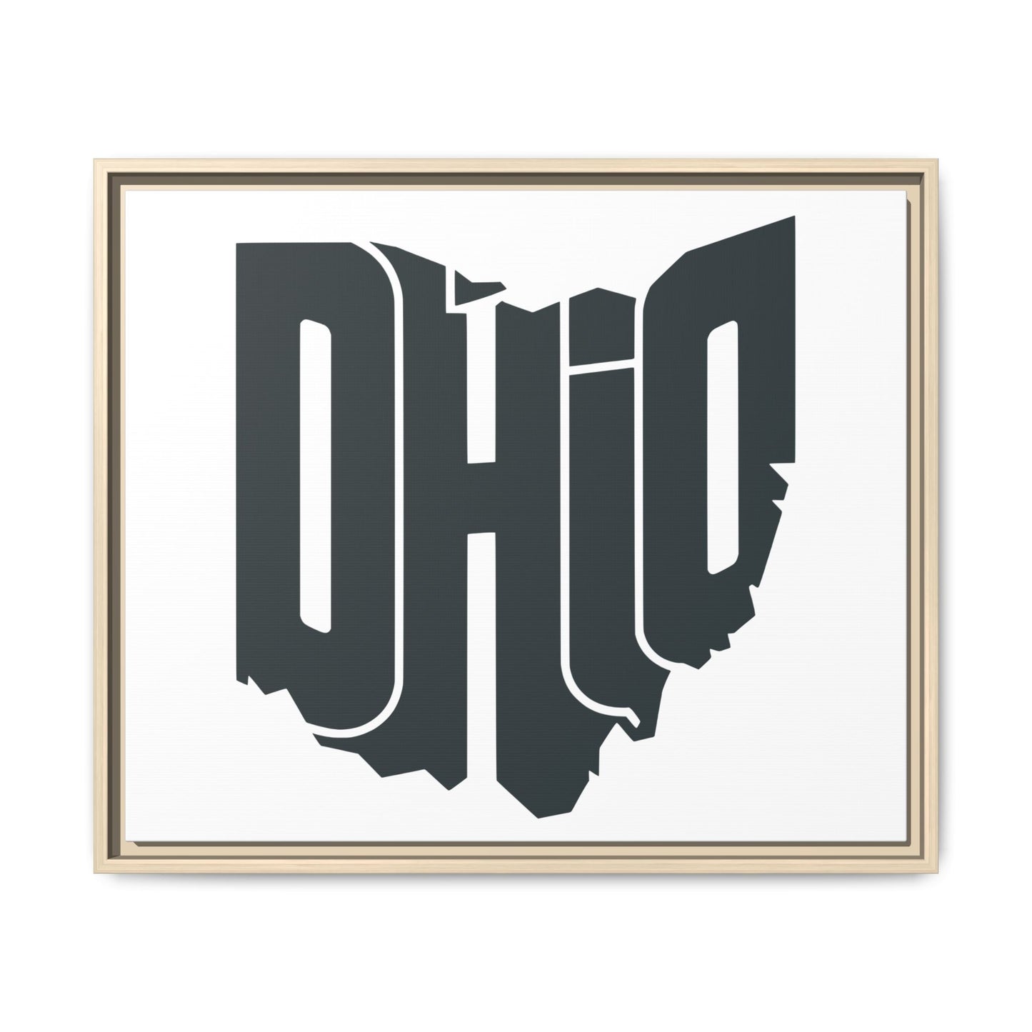 Ohio State Shape Matte Canvas Wall Art — Framed Modern State Typography Print