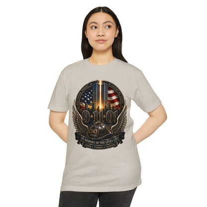 9/11 Memorial T-Shirt — In Memory of the Lives Lost Patriotic Firefighter Tribute