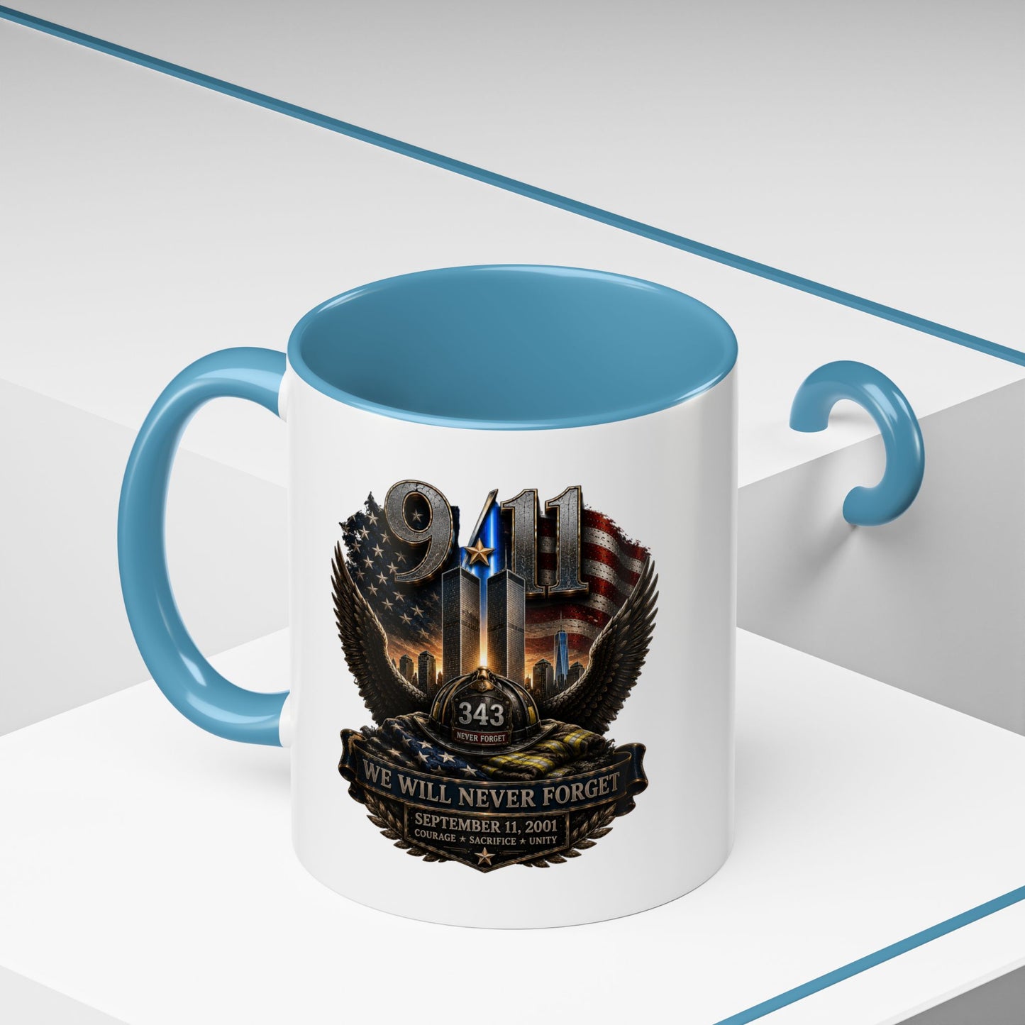 9/11 Memorial Coffee Mug - 'We Will Never Forget' Tribute Accent Mug