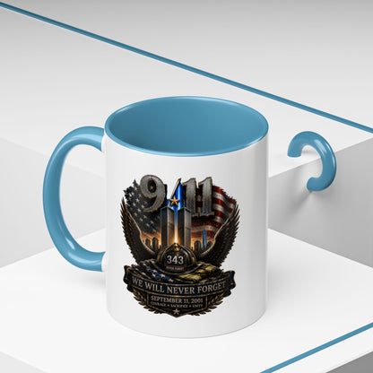 9/11 Memorial Coffee Mug - 'We Will Never Forget' Tribute Accent Mug
