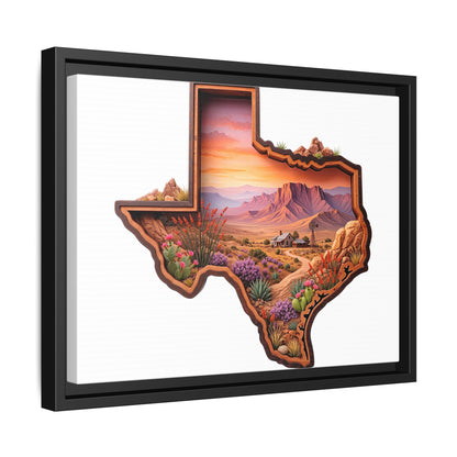 Framed Texas Landscape Matte Canvas — Desert Sunset State Art Print