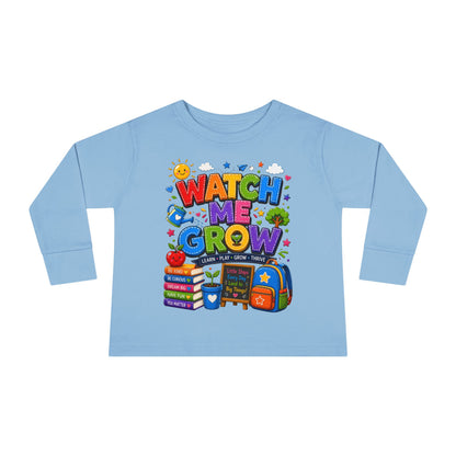 Watch Me Grow Toddler Long Sleeve Tee — Back to School Cute Growth Shirt