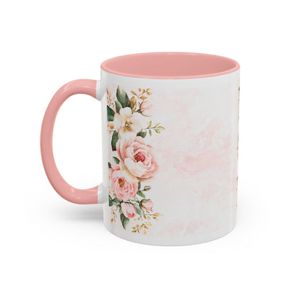 Mom Floral Accent Coffee Mug — Pink Roses Mother's Day Gift (11/15oz)