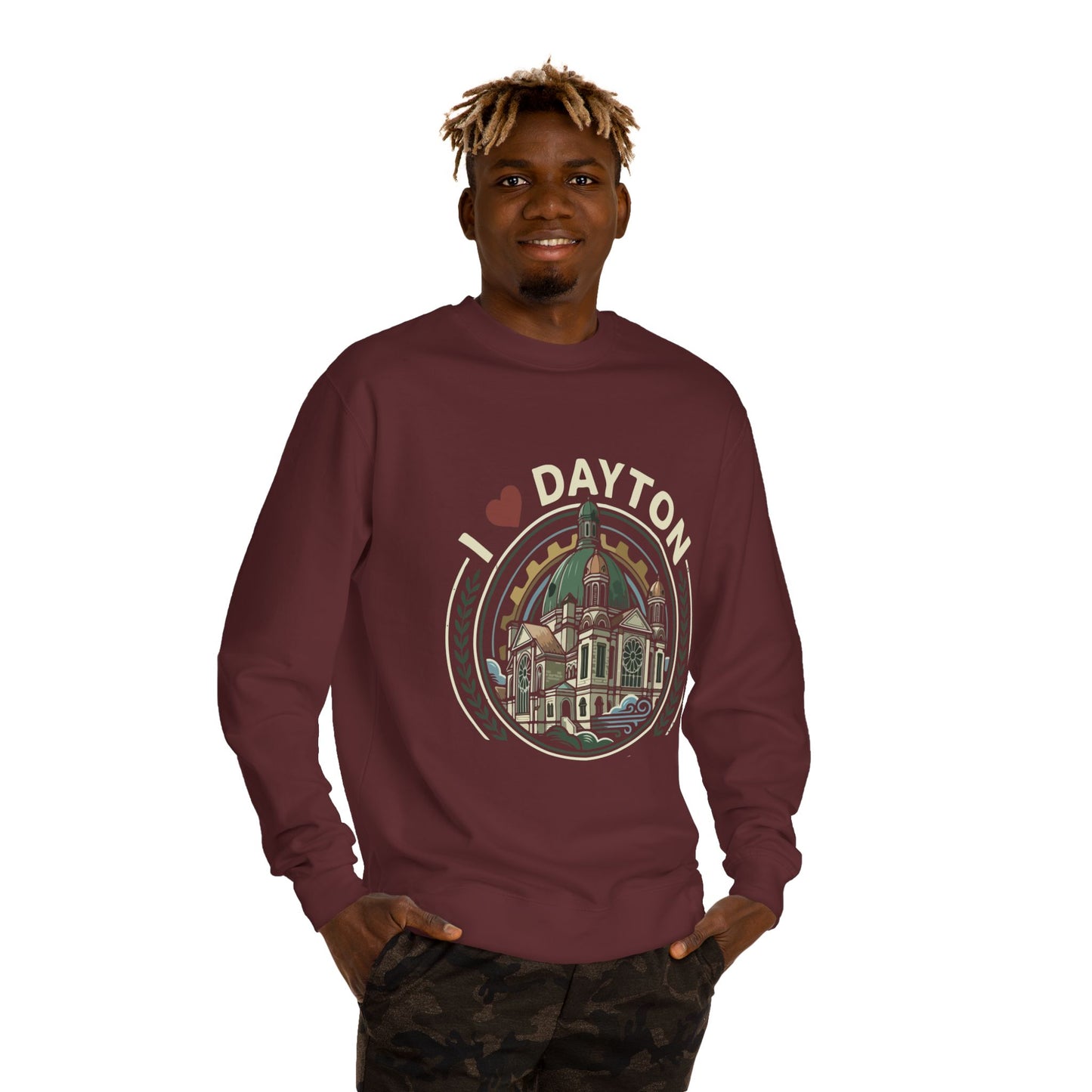 I  Dayton Crewneck Sweatshirt — Retro City Landmark Pullover