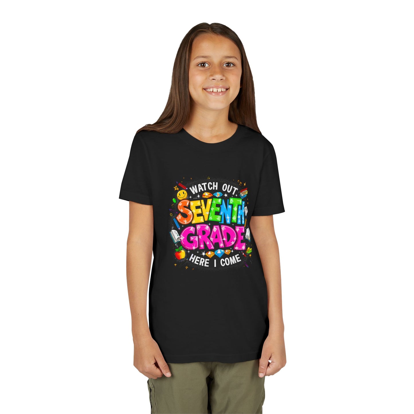Seventh Grade Kids T-Shirt – “Watch Out Seventh Grade Here I Come” Back-to-School Tee