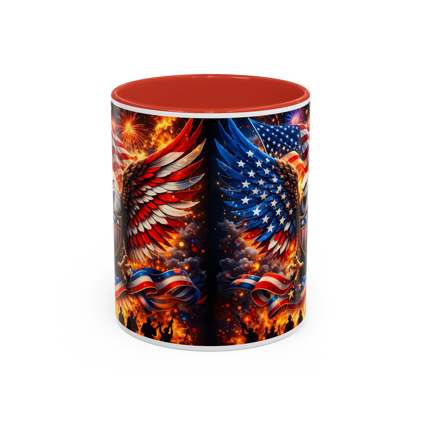 Patriotic Eagle Coffee Mug — American Flag Bald Eagle Accent Mug (11/15oz)