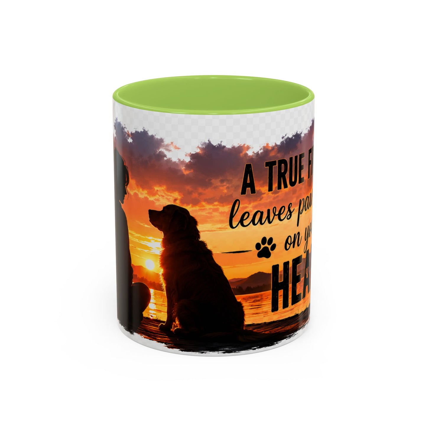 Dog Lover Coffee Mug - "A True Friend Leaves Paw Prints on Your Heart" Accent Mug (11/15oz)