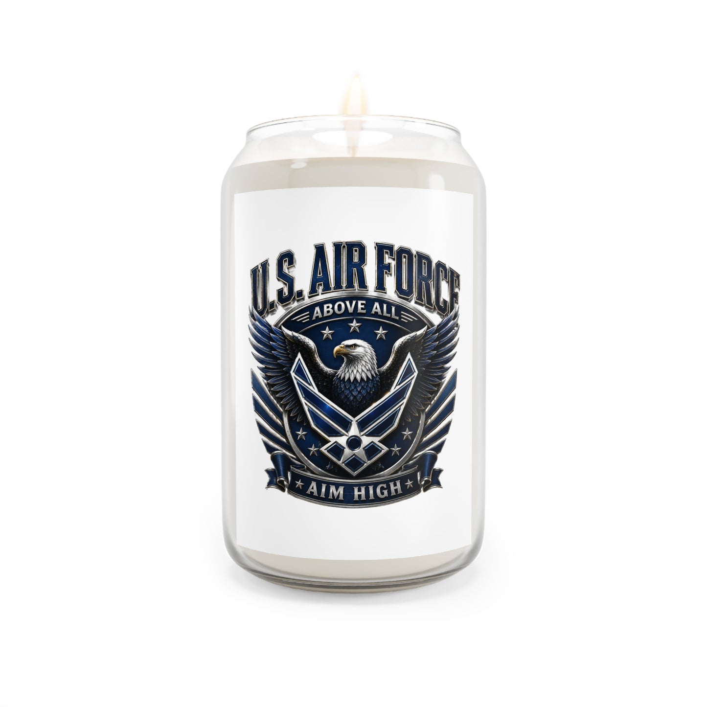U.S. Air Force Scented Soy Candle — 13.75 oz Patriotic Eagle "Aim High" Memorial Gift
