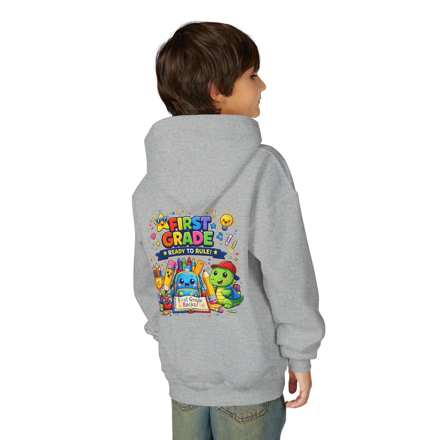 First Grade Hoodie - "First Grade Ready To Rule" Kids Back-to-School Sweatshirt