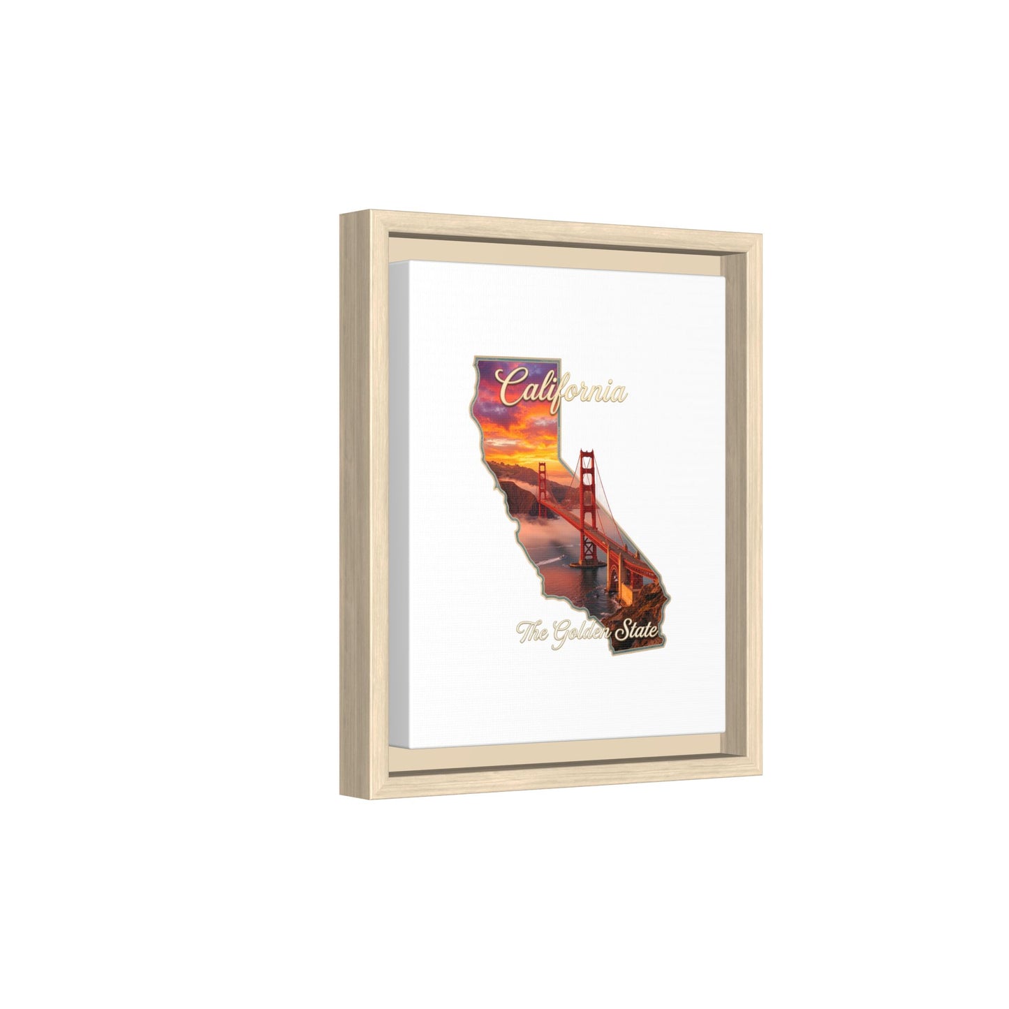 California Golden Gate Map Matte Canvas Print (Framed)