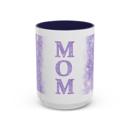 Mom Glitter Accent Coffee Mug – Purple Sparkle Mother's Day Gift (11/15oz)