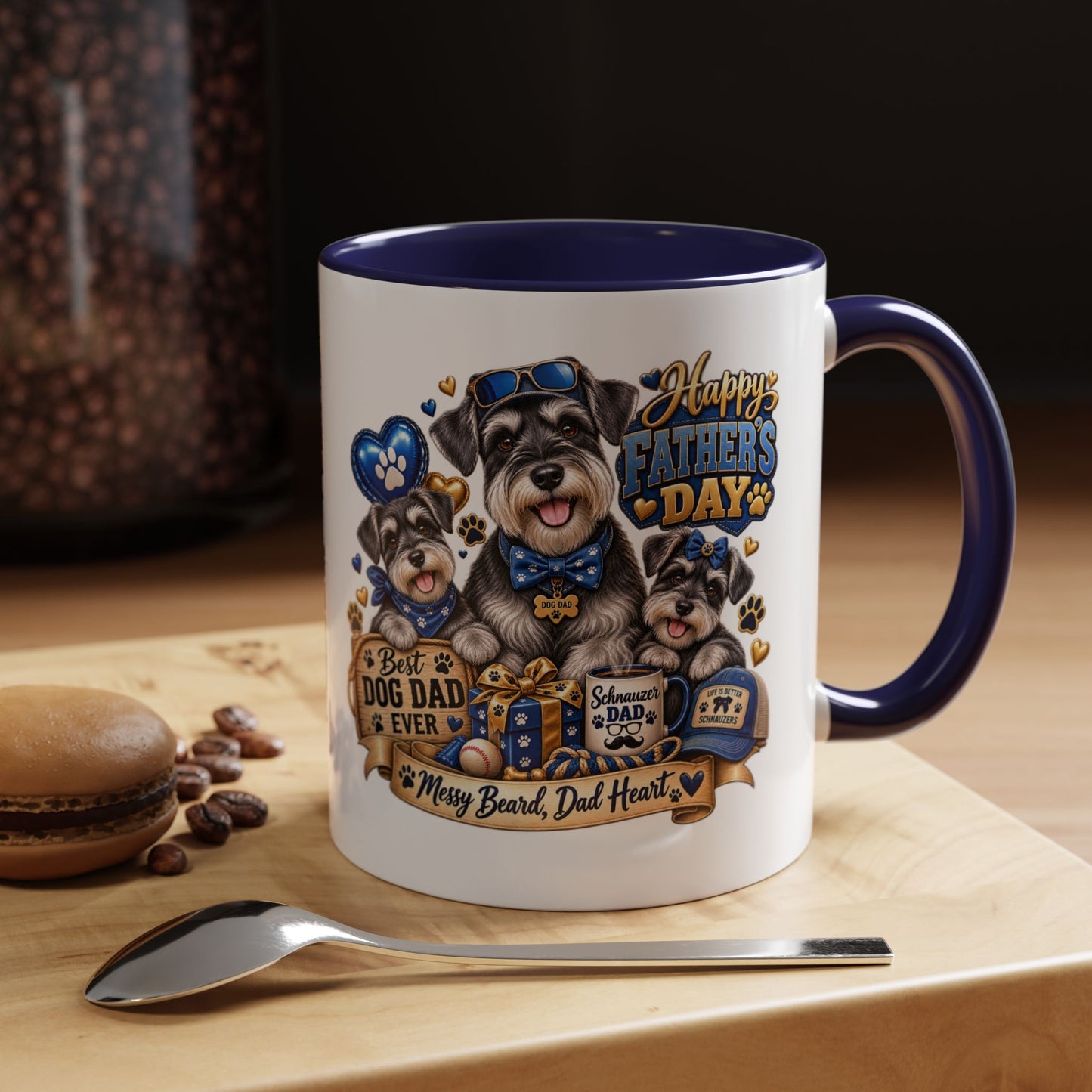 Father's Day Dog Dad Coffee Mug — "Happy Father's Day" Accent Mug (11/15oz)