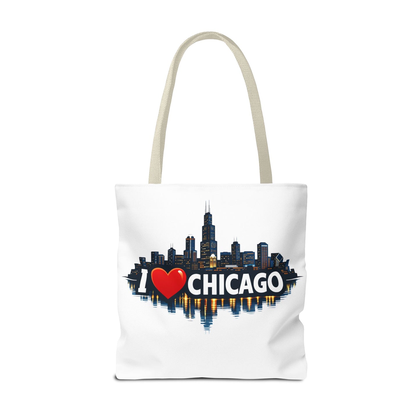 I  Chicago Skyline Tote Bag — Cityscape Reversible All-Over Print Tote