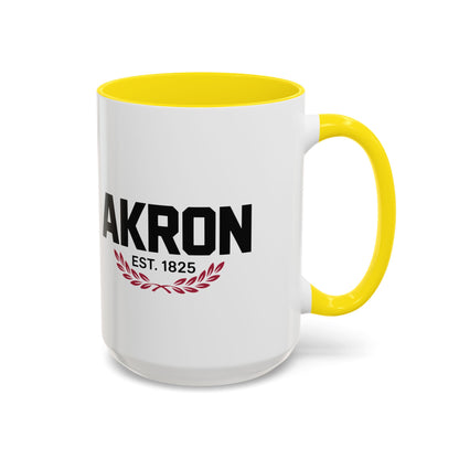 Akron Est. 1825 Accent Coffee Mug — Vintage City Pride Ceramic Mug