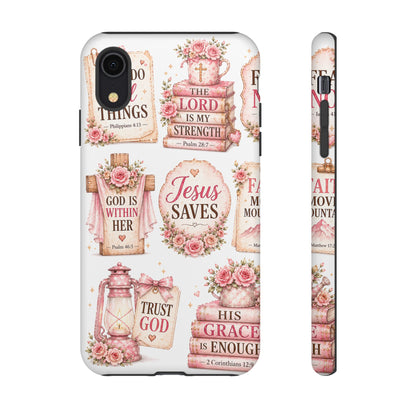 Faith Phone Case — 'Jesus Saves' Floral Christian Scripture iPhone Case