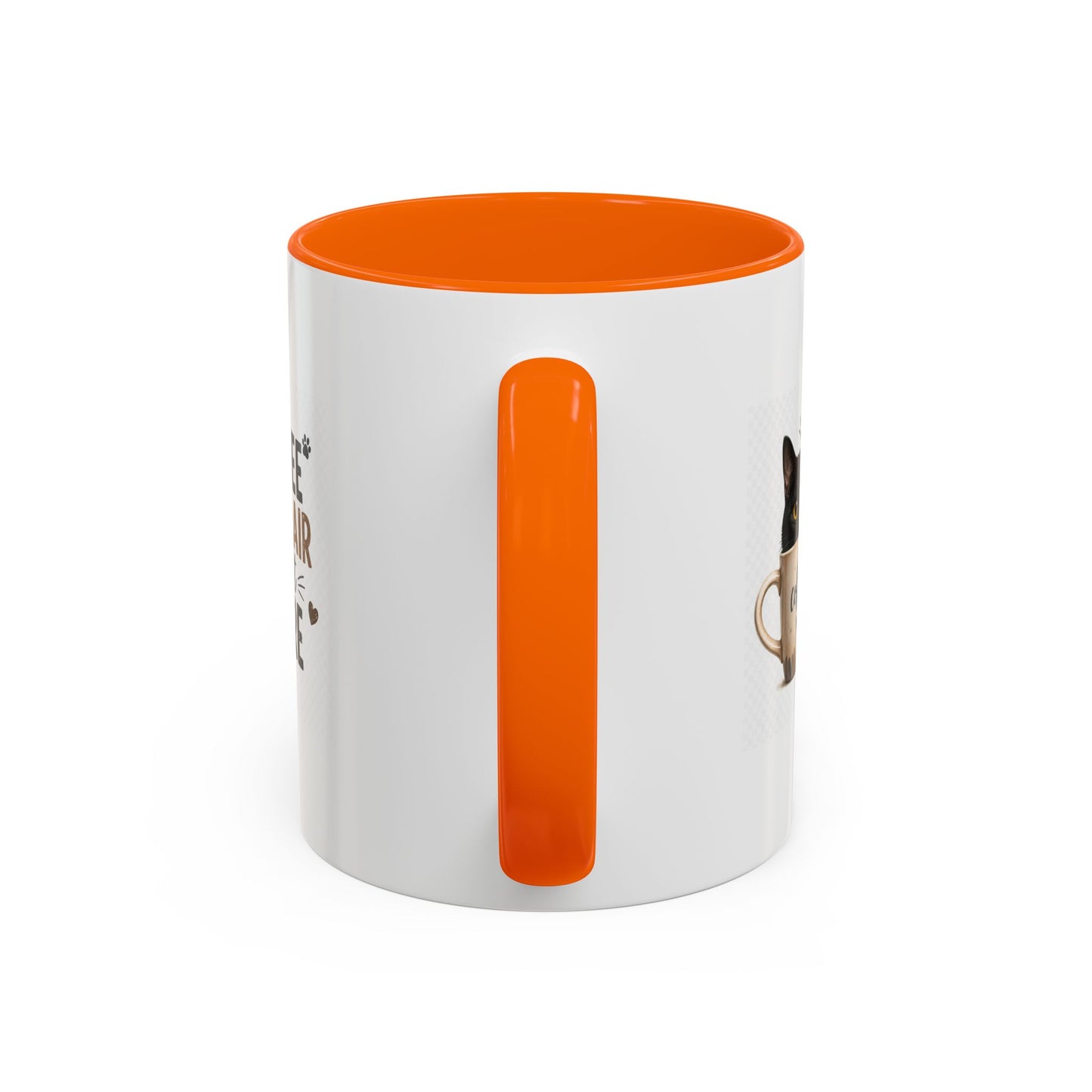 Coffee & Cat Hair Mug — "Coffee, Cat Hair, Don't Care" Accent Ceramic Coffee Mug (11/15oz)