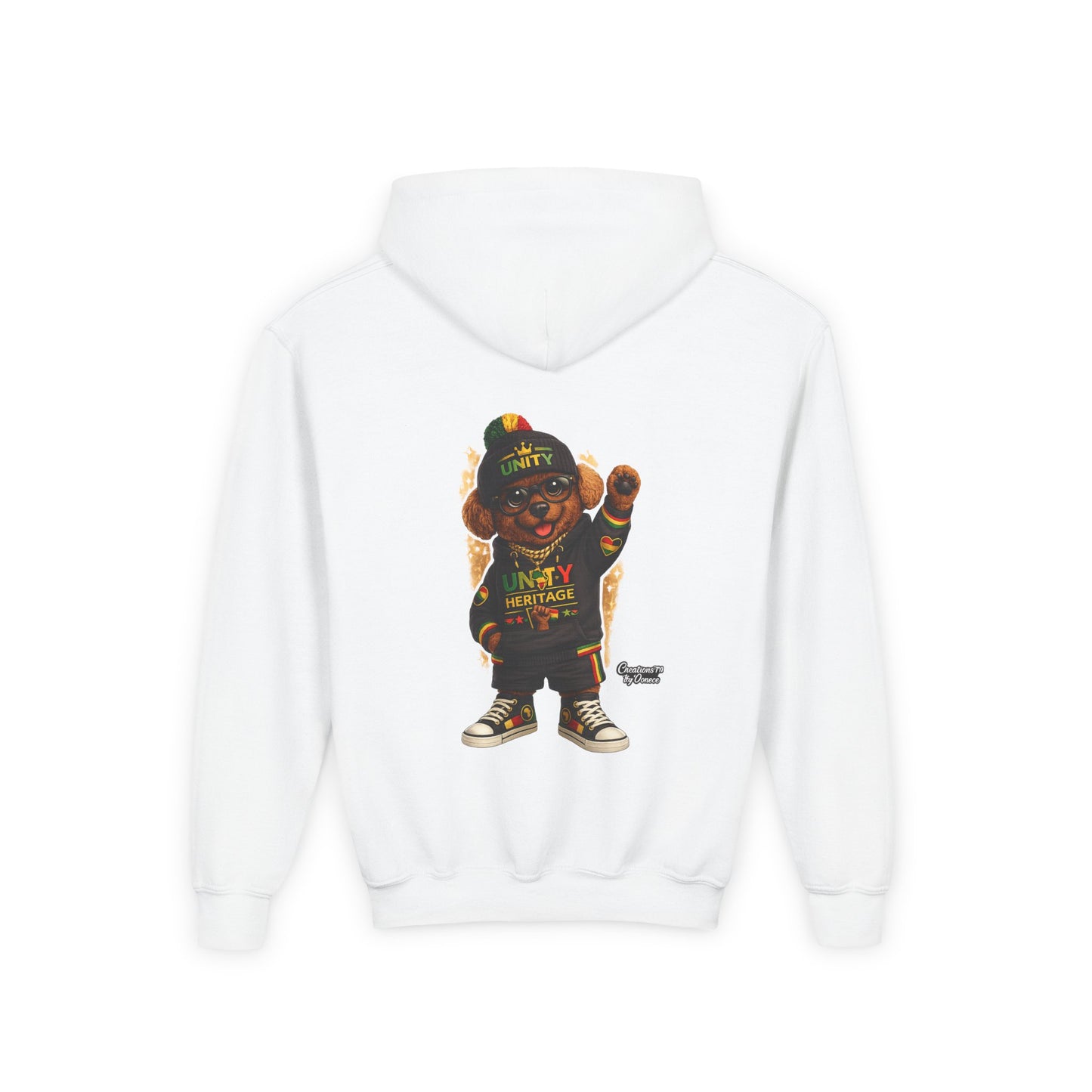 Youth Hoodie — Cool Rasta Bear Graphic Kids Sweatshirt