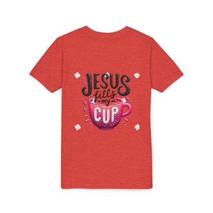 Jesus Fills My Cup Youth Tee — Christian Faith Kids Shirt