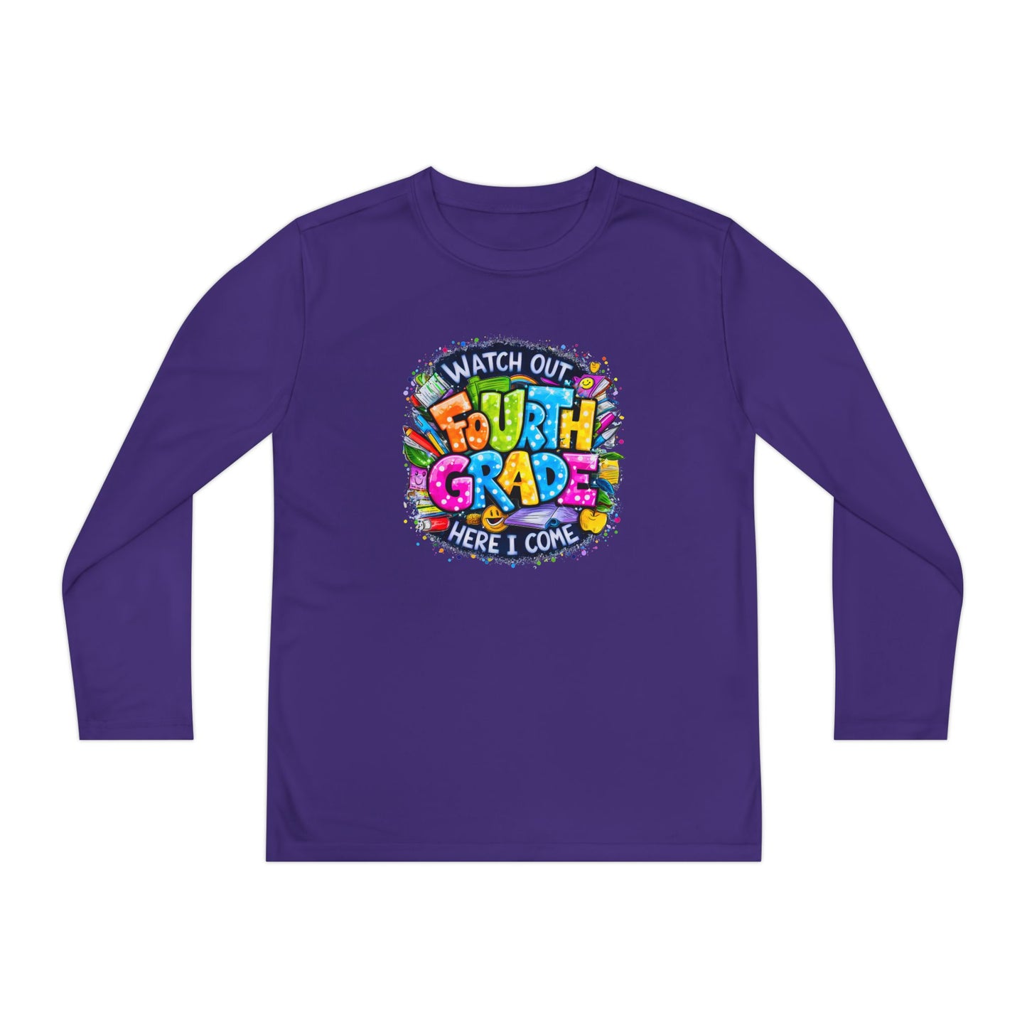 Fourth Grade Kids Long Sleeve Tee — "Watch Out Fourth Grade Here I Come"