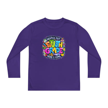 Fourth Grade Kids Long Sleeve Tee — "Watch Out Fourth Grade Here I Come"