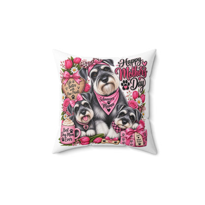 Happy Mother’s Day Schnauzer Pillow – Best Dog Mom Decorative Throw Pillow