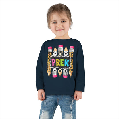 PREK Pencil Toddler Long Sleeve Tee — Cute Back-to-School Preschool Shirt