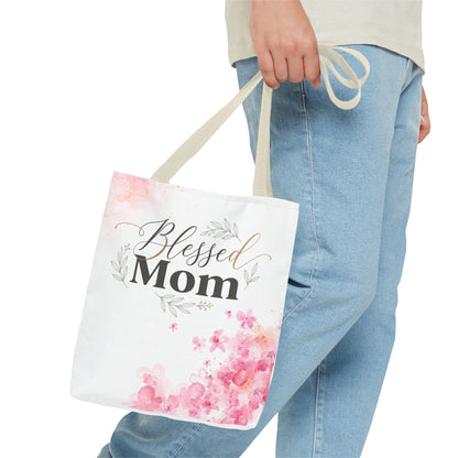 Blessed Mom Floral Tote Bag