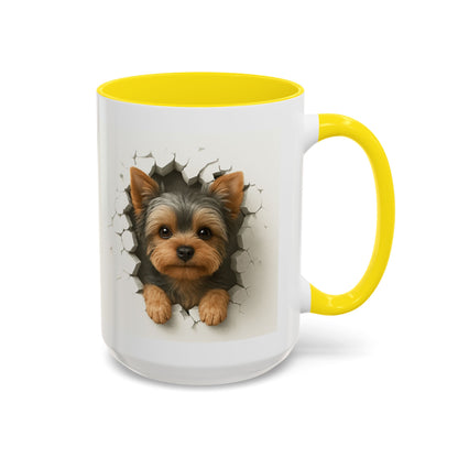 Yorkshire Terrier Peekaboo Coffee Mug – Cute Yorkie Dog Accent Mug (11/15oz)