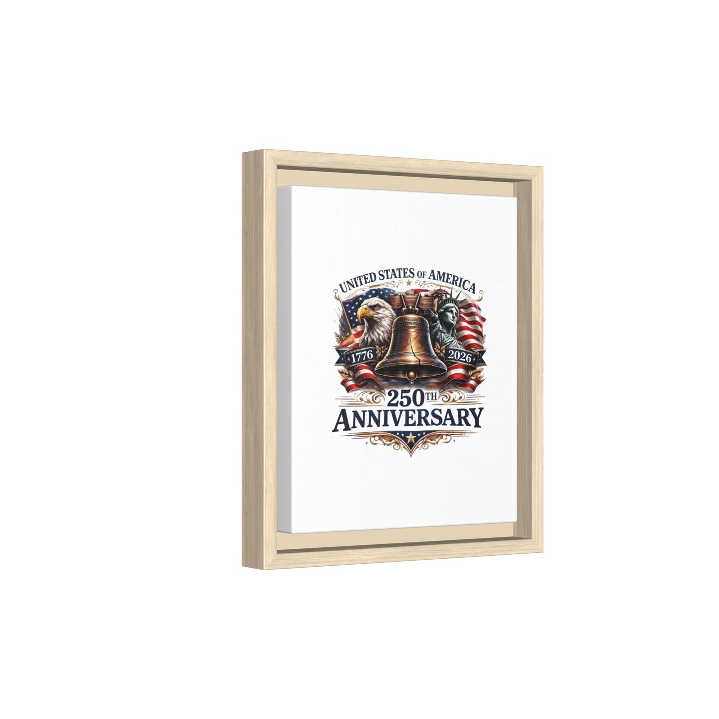250th Anniversary Framed Canvas - United States of America Patriotic Liberty Bell Print