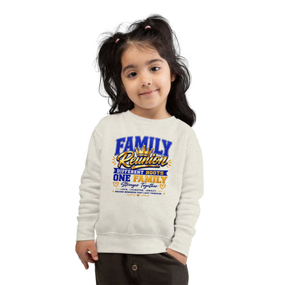Family Reunion Toddler Sweatshirt — "Different Roots One Family" Kids Crewneck
