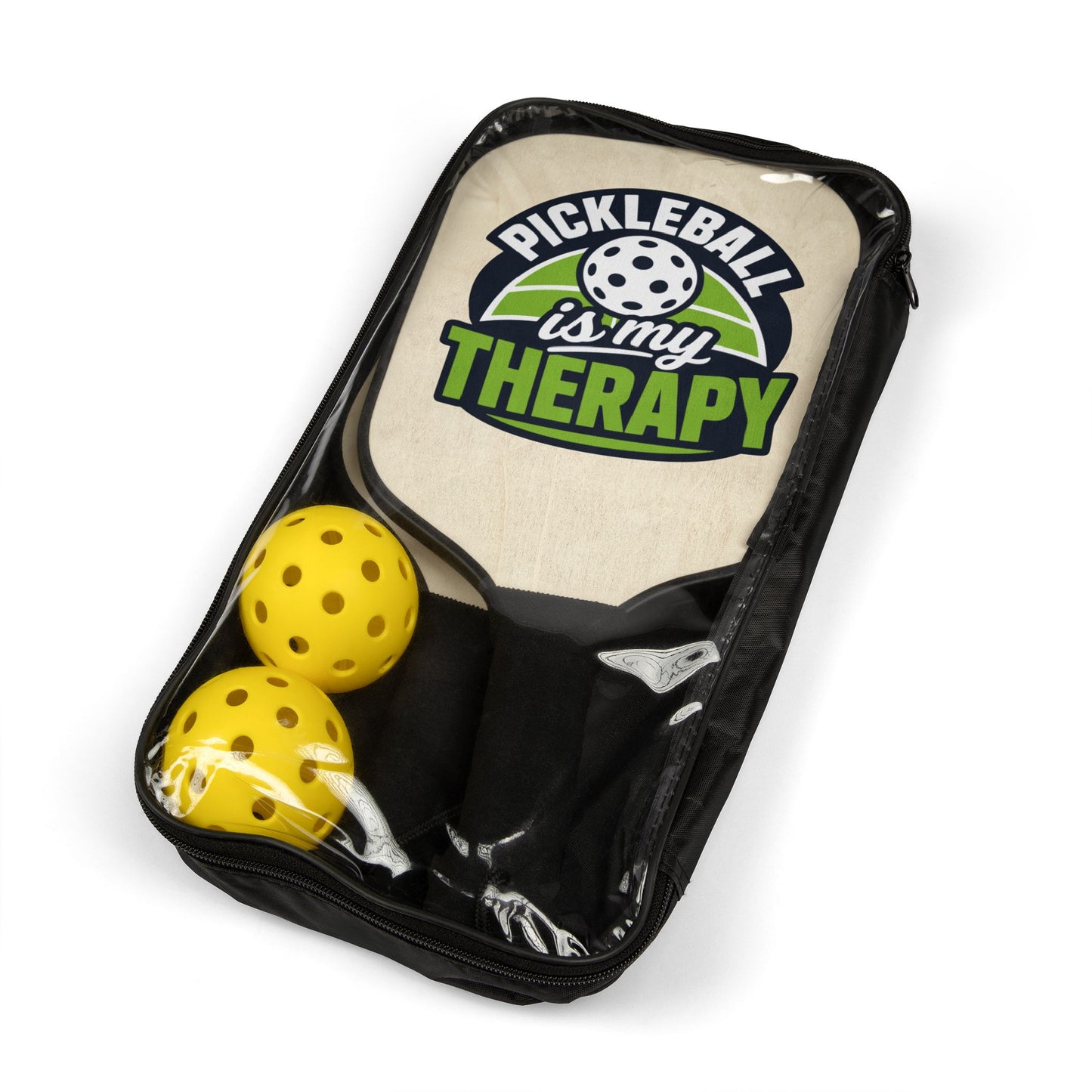 Pickleball Paddle Set – “Pickleball Is My Therapy” Paddle & Balls Kit
