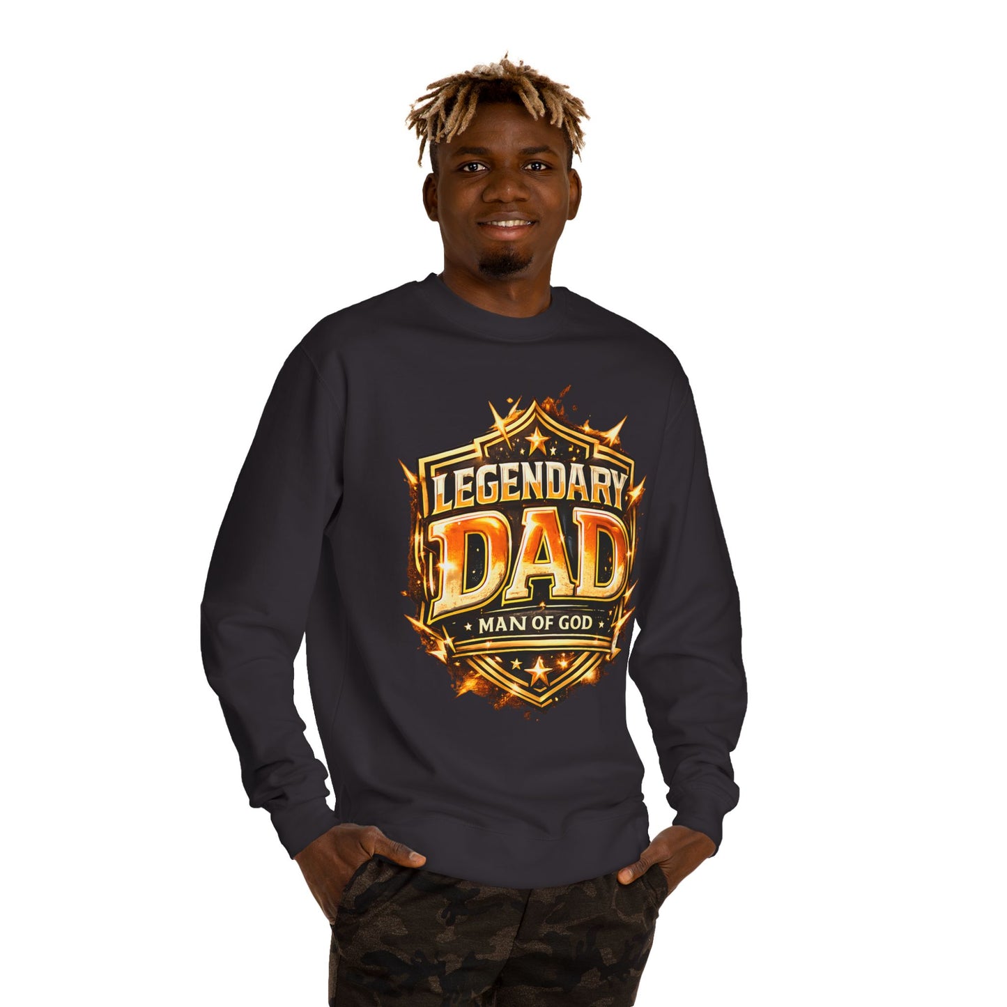Legendary Dad Crewneck Sweatshirt - "Man of God" Graphic