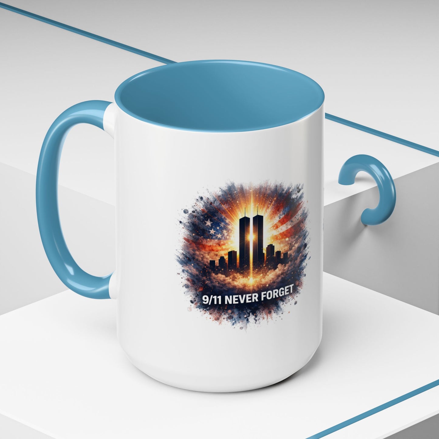 9/11 Never Forget Coffee Mug - Memorial Tribute Accent Mug (11/15oz)