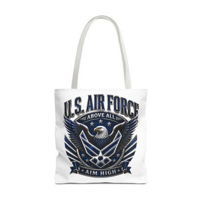U.S. Air Force Eagle Tote Bag - "Aim High" Military Canvas Tote