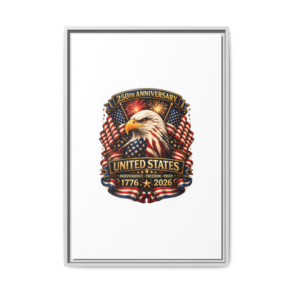 Patriotic Eagle 250th Anniversary Framed Canvas Print — United States 1776–2026