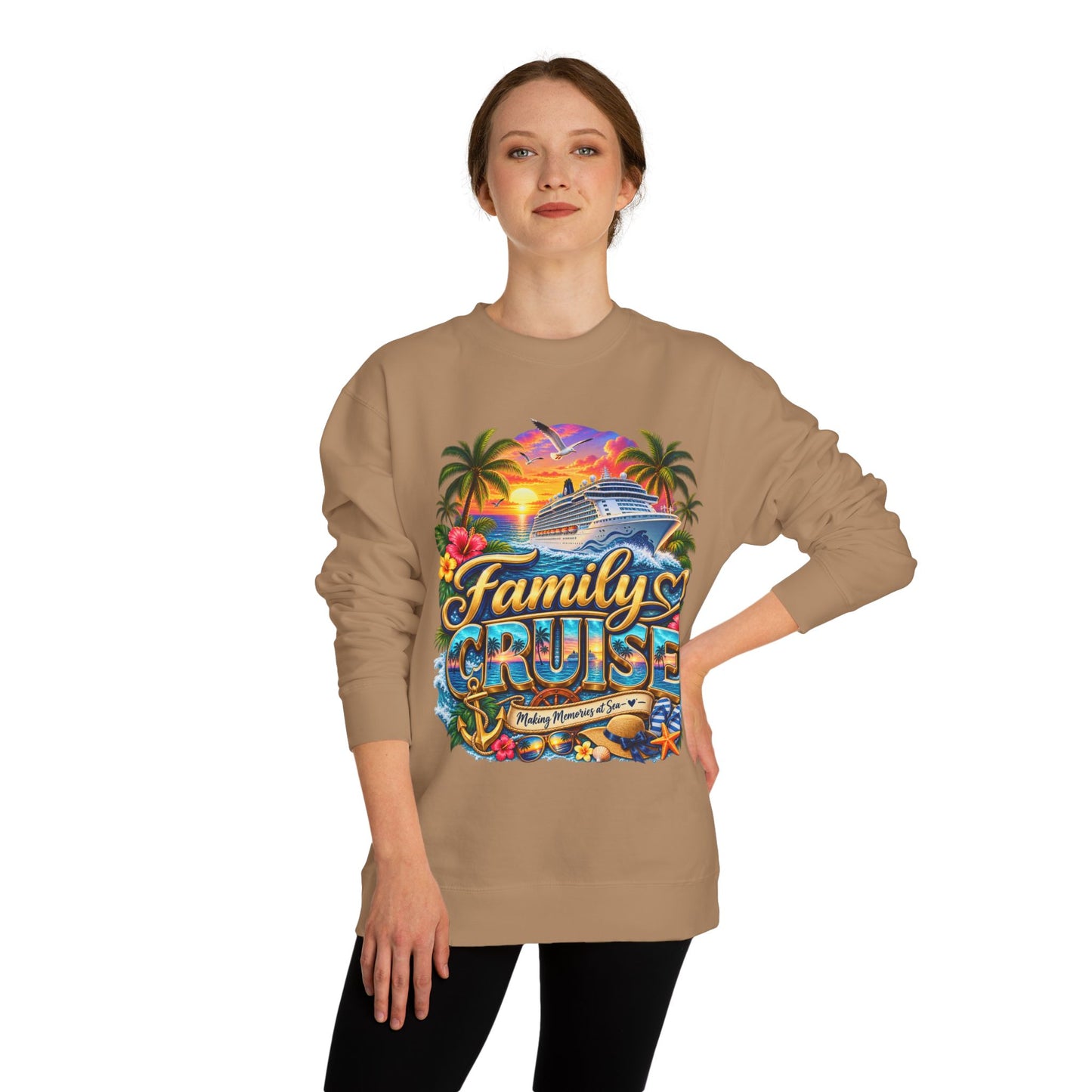 Family Cruise Sweatshirt – Tropical Cruise Vacation Crew Neck