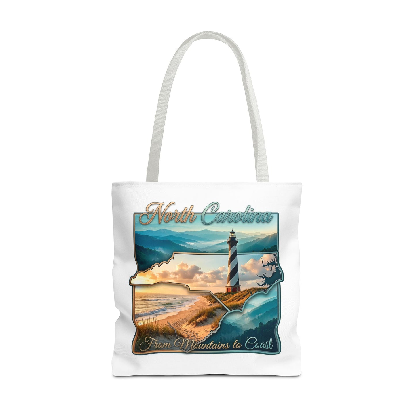 North Carolina Lighthouse Tote Bag — "From Mountains to Coast" Scenic Beach Tote