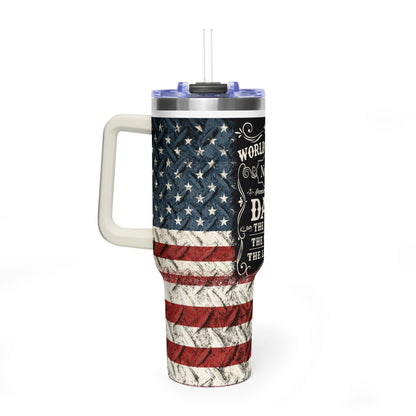 40oz Vacuum Tumbler - "World's Best No.1 Dad" American Flag Travel Mug